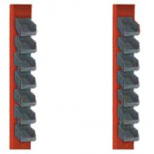 2 columnas laterales portacubetas color rojo para banco de trabajo