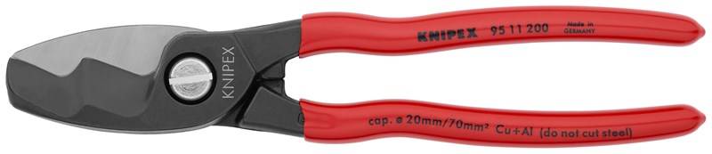Tijeras cortacables con filo de corte doble recubiertos de plástico bruñido 200 mm KNIPEX 95 11 200 KNI-95 11 200 | TIJERAS